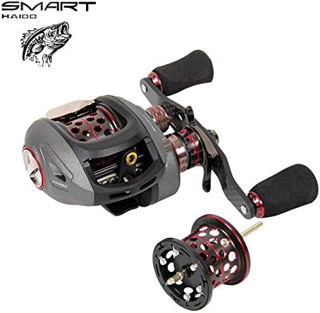 KMBEST Baitcasting Reels,Low Profile Baitcaster Reels Dual-brake System for Ultra light Inshore Saltwater or Freshwater Kayak Trout Fishing Gear, Bass Fishing Reels (Low Profile, 7.2:1-Left)
