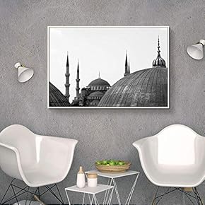 Floating Framed Canvas Wall Art for Living Room, Bedroom Black and White Building Canvas Prints for Home Decoration Ready to Hang - 16x24 inches