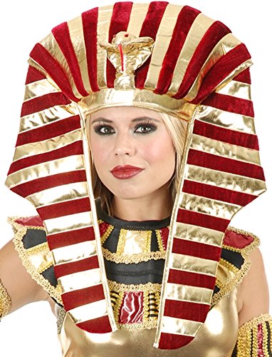 Gold And Burgundy Red Wine King Tut Pharaoh Egyptian Costume Headpiece Set 40 w