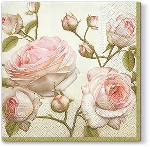 Beauty Roses Decoupage Paper Napkins Quality Decorative Serviettes 33cm x 33cm (Pack of 20)