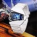 S9Q Cool Oversized Airplane Style Light Digital Sports Rubber Wrist Watch Men White