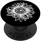 White Sunflower Black PopSockets Adhesive PopGrip