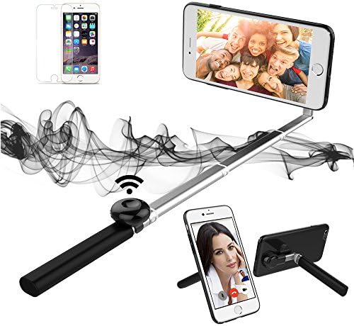 SURPASSER Selfie Stick Cell Phone Case Bluetooth 2 in 1 for iPhone 6/6s (Black)