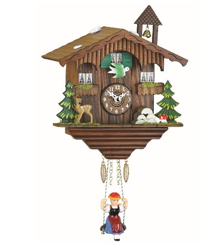 ISDD Kuckulino TU 2001 SQ Miniature Cucus Clock with Quartz Movement and Cucus Call Swiss Hunting Design Walnut