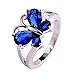 Psiroy 925 Sterling Silver Plated Created Blue Sapphire Filled Butterfly Ring Size 6