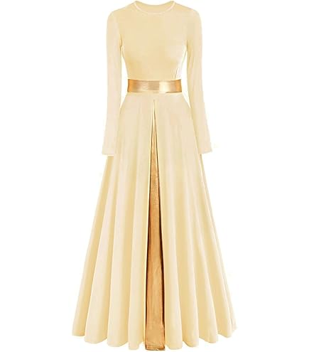 gold praise dance dress Liturgical Worship Maxi Cross Dresses for Women Metallic Lyrical Dancewear Color Block Long Sleeve Loose Fit Full Length Robe Swing Tunic Circle Praisewear Light Purple&Cross XS : Clothing Designed with a flowing Size:9 E AGSU Women’s Brown Leather Modern wedding