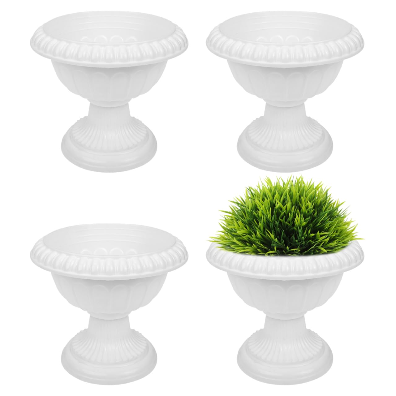 Gadpiparty Mini Roman Flower Pot Decorative European Style Planter for Wedding Road Decoration Home Garden Balcony 5.5 Inch Square White Plastic