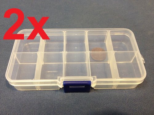 2x Clear Plastic Case Wholesale Container Nail Art Box Tips Storage Compartment