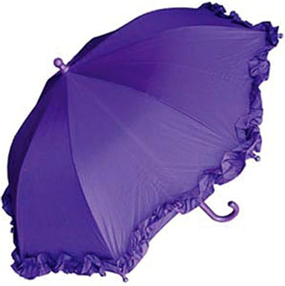 34" Child's Girls Purple Ruffle Parasol Frilly Umbrella
