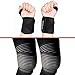 SanQiQi 1 Pair Wrist Wraps 20'' with Thumb Loops, a Bonus-1 Pair Knee Straps, for Powerlifting, Bodybuilding, Cross Training, Weightlifting, Yoga, Support for Men & Women (Black)