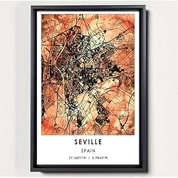 Seville Map Poster, Spain Map Art Poster, Map Decor