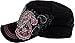 Crystal Case Womens Cotton Rhinestone Paisley Cadet Cap Hat (Black)