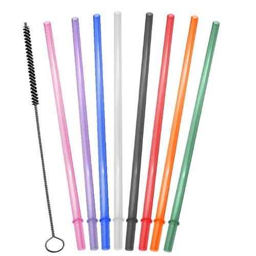 Promotional 16oz, Rainbow Colored Replacement Acrylic Straw Set of 8 /With Cleaning Brush