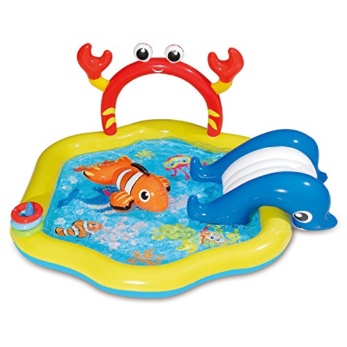 SUMMER WAVES Inflatable Under the Sea Kiddie Swimming Pool Play Center w/Slide