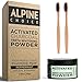 Activated Charcoal Teeth Whitening Powder + 2 Bamboo Toothbrushes | Natural & Organic Coconut - Food Grade, Guaranteed | Alpine Choice