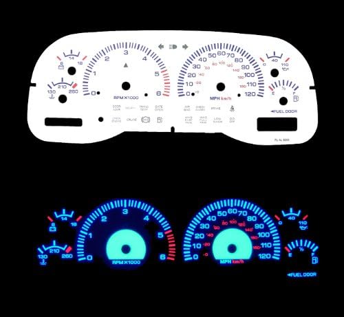 97-00 Dodge Dakota Reverse White Gauges Blue indiglo kit