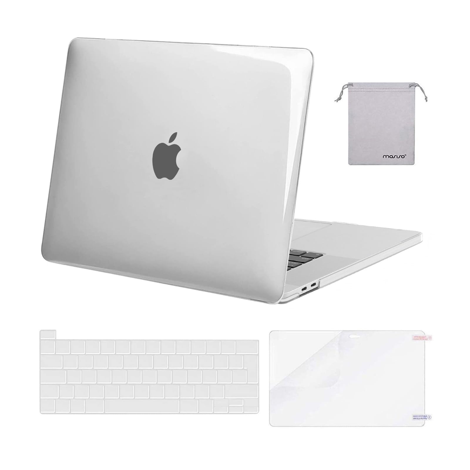MOSISO Compatible with MacBook Pro 16 inch Case 2020 2019 Release A2141 with Touch Bar Touch ID, Plastic Hard Shell Case & Keyboard Cover & Screen Protector & Storage Bag, Crystal Clear