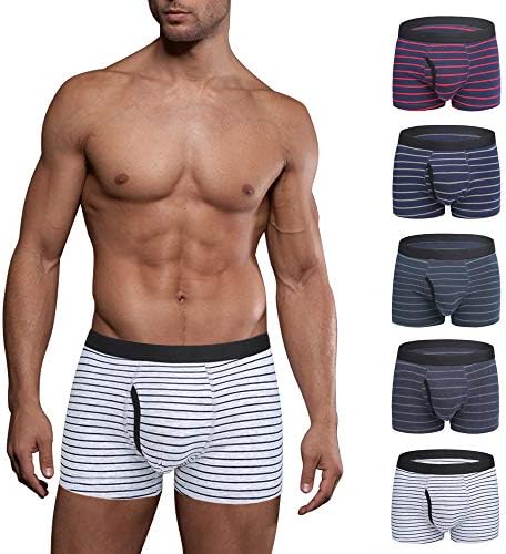 Mens Boxer Briefs 5 Pack No Ride-up Comfortable Breathable Cotton Sport Short Leg Underwear