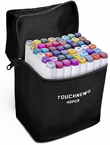 48 Colors TISSA Dual Tips Art Sketch Twin Marker Pens Highlighters with Carrying Case for Painting Coloring Highlighting and Underlining