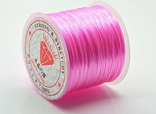 Yamoge Elastic Stretch Polyester Jewelry Bracelet Crystal String Cord 60m Roll (Pink)