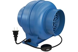 Artibear 3.5 Inch 168 CFM Inline Duct Ventilation Fan with 2 Speed Controller, Air Vent Blower for Hydroponic Grow Tent, Greenhouse, Workshop, Attics, Basement, Kitchens, Blue