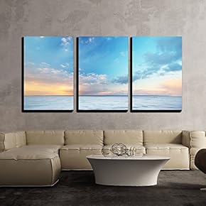 3 Piece Canvas Wall Art - Sky Background. - Modern Home Art Stretched and Framed Ready to Hang - 16"x24"x3 Panels