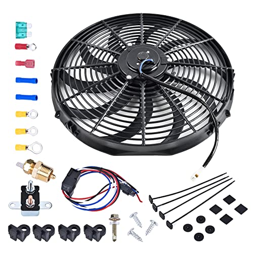 EVIL ENERGY 16 Inch Electric Radiator Cooling Fan 12V 160W Mount Kit