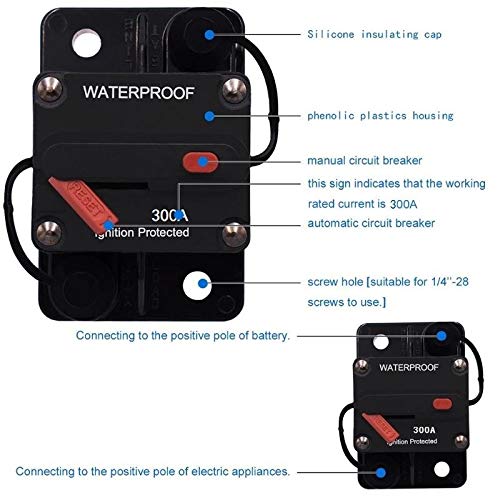 ANJOSHI 300 Amp Circuit Breaker 20A-300A with Manual Reset Waterproof Inline Fuse Inverter for Marine Trolling Motors Boat ATV Manual Power 12V-36VDC