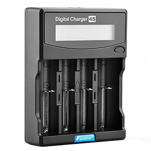 Foxnovo F4S 4Slots LCD Battery Charger for Liion 26650, 22650, 18650