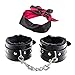 Soft Fur Leather Adjustable Handcuffs, Black