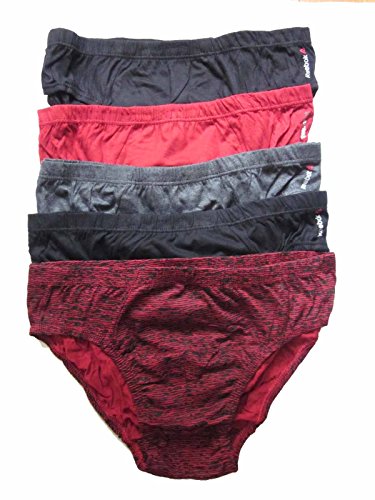 Reebok Men's 5pk Low Rise Brief (Medium, Black/Red/Charcoal/Navy/Black Static)