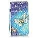 Firefish Galaxy Note 5 Case, [3D Printing] PU Leather Flip Folio Kickstand Wallet Case with Card Slots and Magnetic Closure Wrist Strap for Samsung Galaxy Note 5-Golden Butterfly
