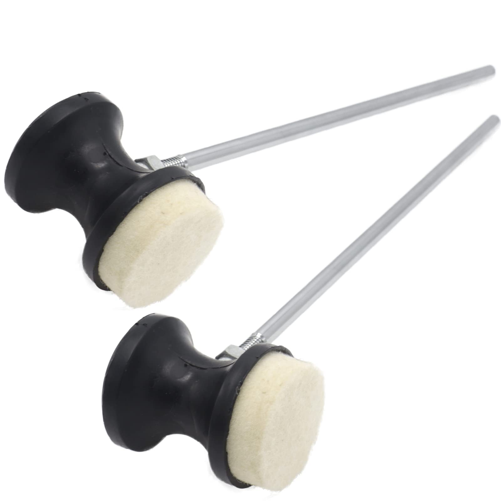 Photo 1 of Cheerock 2pcs Double-Sided Bass Drum Pedal Beater, Double Kick Drum Pedals Beater, Stainless Steel Handle Bass Drum Pedal Beater with Felt Head, Drum Percussion Parts Accessories