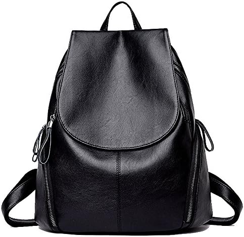 Pu Leather Backpack for Women Water Resistant Casual Daily Bag School Bag Travel Bag Black