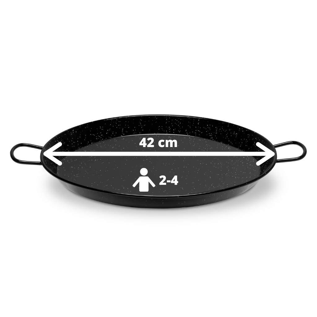 Vaello Campos La Valenciana 42 cm EnameLED Steel Paella Pan, Black
