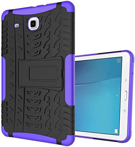 Samsung Galaxy Tab E 9.6 [not fit SM-T560NU] Case, BAUBEY Rugged Armor Tough Heavy Duty Shockproof Hard Tire Tread Rubber Case Cover Stand for Galaxy Tab E 9.6 SM-T560/SM-T561/SM-T567 (Purple)