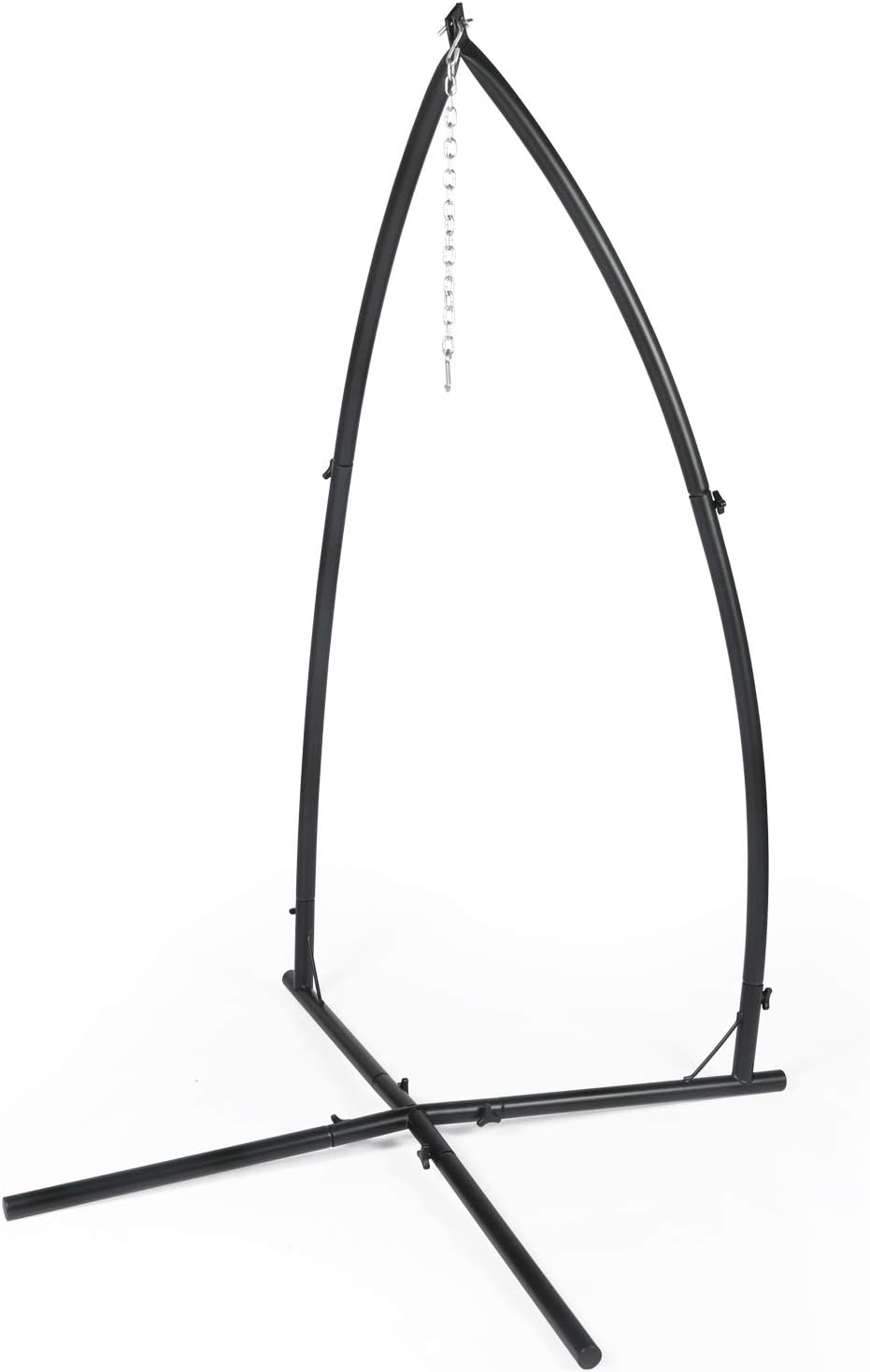 YILI C-Shape Hammock Chair Stand, Solid Steel 220lb Heavy Capacity, with 2X Hooks, 1x Chain, Indoor/Outdoor use, Rack Stand for Hanging Chair, Tree Tent, Air Porch Swing, Loungers, Yard, Garden, Patio, Black : Kitchen & Dining