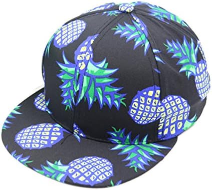 HN Fashion Floral Snapback Hip-Hop Hat Flat Peaked Baseball Cap for Four Seasons (Black)
