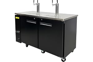 Elite Kitchen Supply Beer Keg Dispenser Kegerator Commercial Refrigerator 2 tap, ETL 60" W 2 half Barrels,2 Half-Keg, 2 Tower, Black