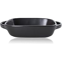 Roasting Lasagna Pan 7"x5" Baking Dish Small Ceramic Casserole Bakeware Dish with Handle Rectangular Dish Set, Black…