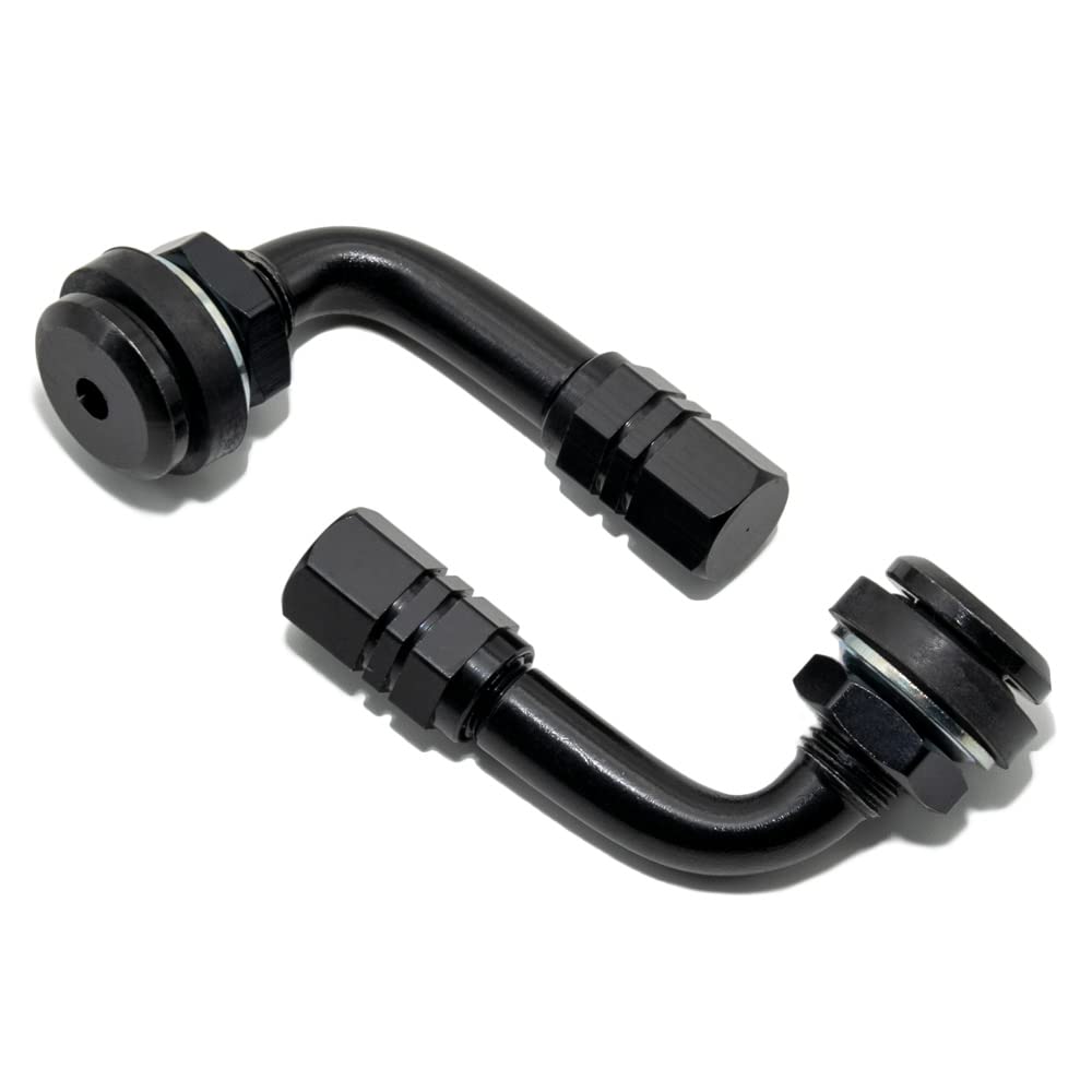 Features 2 Valves Schrader 90 ° Bent Moto Anodised Colours May Vary