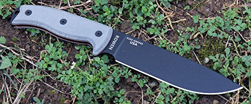 ESEE Knives 6P-B Plain Edge Full Tang Fixed Blade Knife and Sheath with Grey Micarta Handle for Outdoor Survival, Camping and Hunting