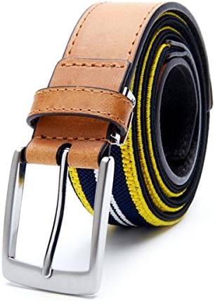 ROCKWAY Unisex Golf Belt Man's High-elastic Waistband with Genuine Leather Inlay Resilient Belt with Strong Alloy Needle Buckle (Brown, Large)