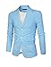 uxcell Men's Striped Sport Coat Notched Lapel Slim Fit Business Blazer Suit Jacket 38 Blue