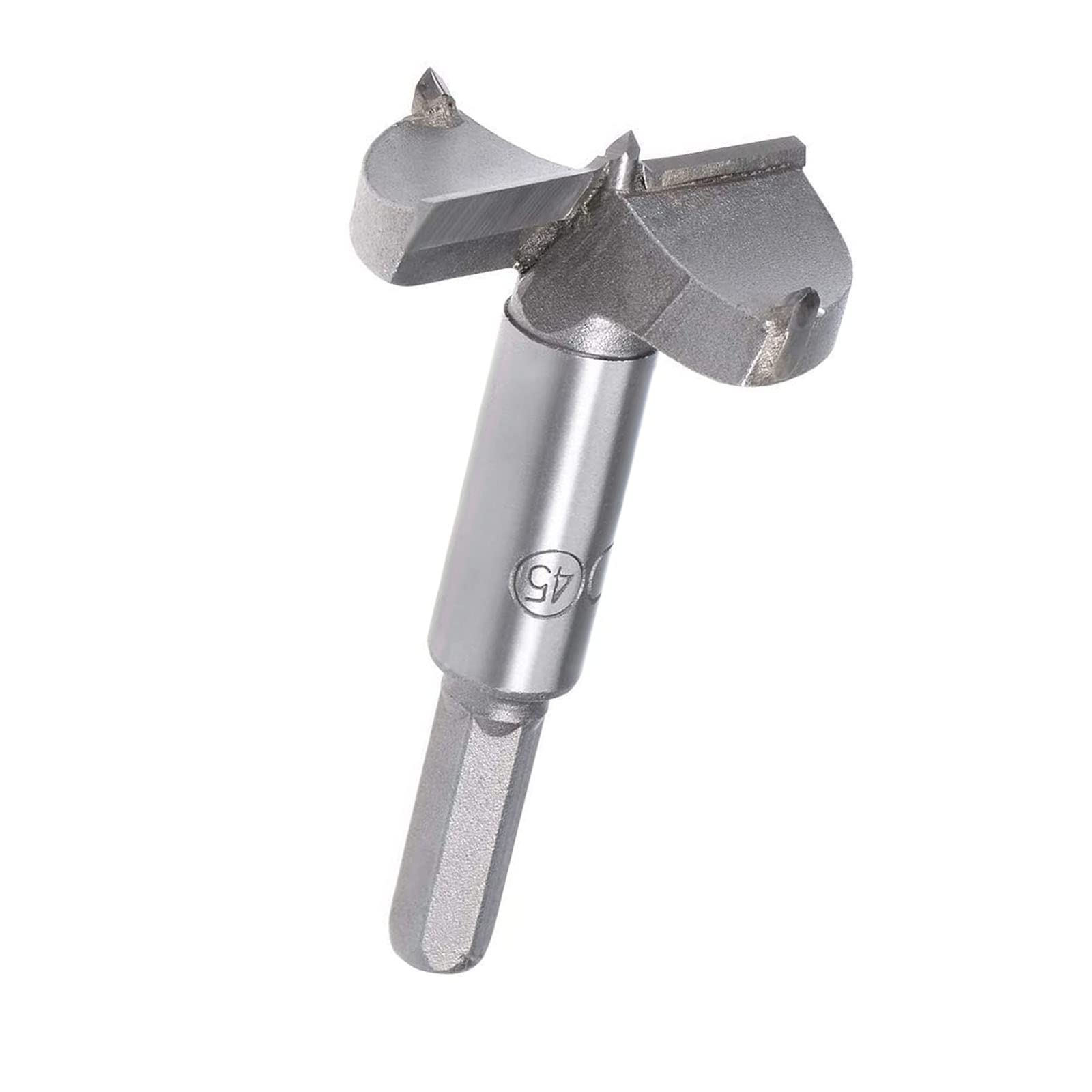 TA-VIGOR Forstner Drill Bit 45mm, Tungsten Carbide Wood Hole Saw Auger Opener for Woodworking Hinge Hole Drilling Boring Bit Cutter Gray