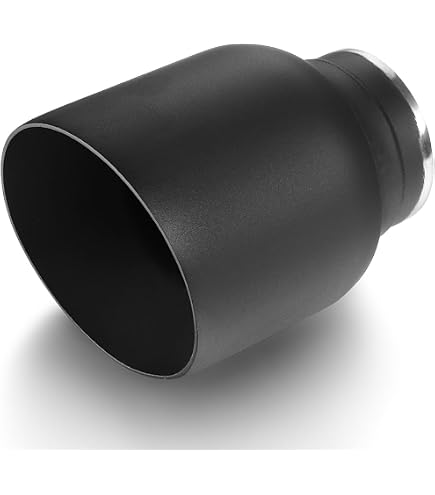 Autarboor Exhaust Tip - 2.5 Inch Inlet, 4 Inch Outlet, 5 Inch Length, Stainless Steel Chrome/Black, Angle Cut, Welded Fit