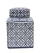 Creative Co-Op Blue & White Ceramic Ginger Jar with Lid