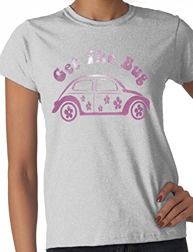 Print4ucouk Women's Beetle Love Bug T Shirt Small Grey