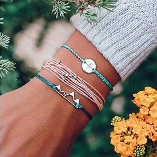 Yalice Boho Anklets with Mountain Compass Rope Ankle Bracelet Beach Foot Chain for Women and Girls