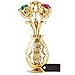 Matashi 24K Gold Plated Flowers Bouquet & Vase Ornament w Crystals – Stunning Home Decor Showpiece for Living Room, Bedroom – Perfect for Mother’s Day, Birthday - Gift for Mom, Wife, Grandma, Daughter
